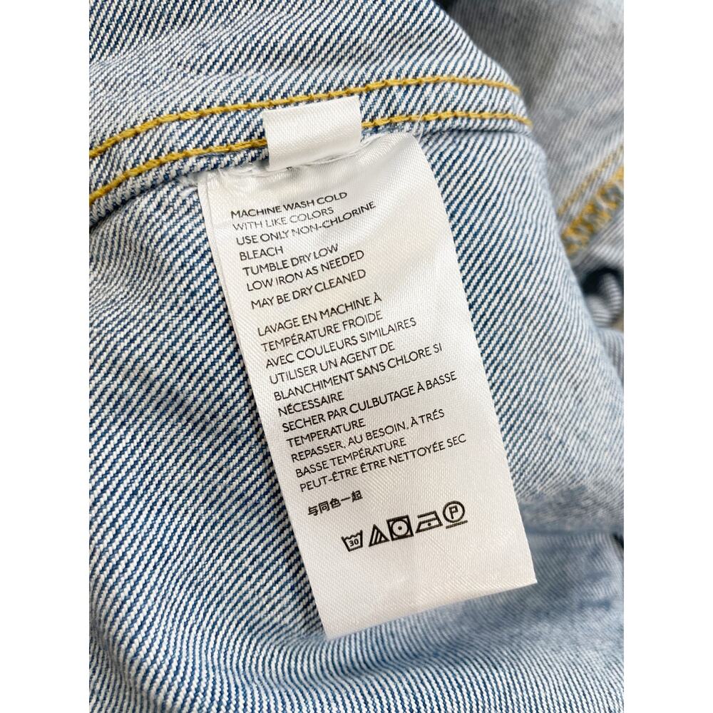 Free People Amelia Medium Wash Slouchy Trucker Denim Jacket Raw Hem - Picture 10 of 12